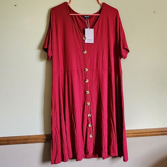 VOIANLIMO Women’s Summer Short Sleeve Button Down Causal Dress Size 3x NWT - Picture 4 of 7